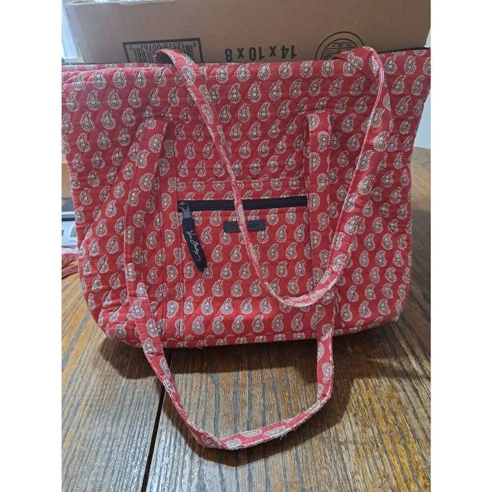 Vera Bradley Red White Blue Tote Bag Handbag Retired Pattern Quilted Cotton